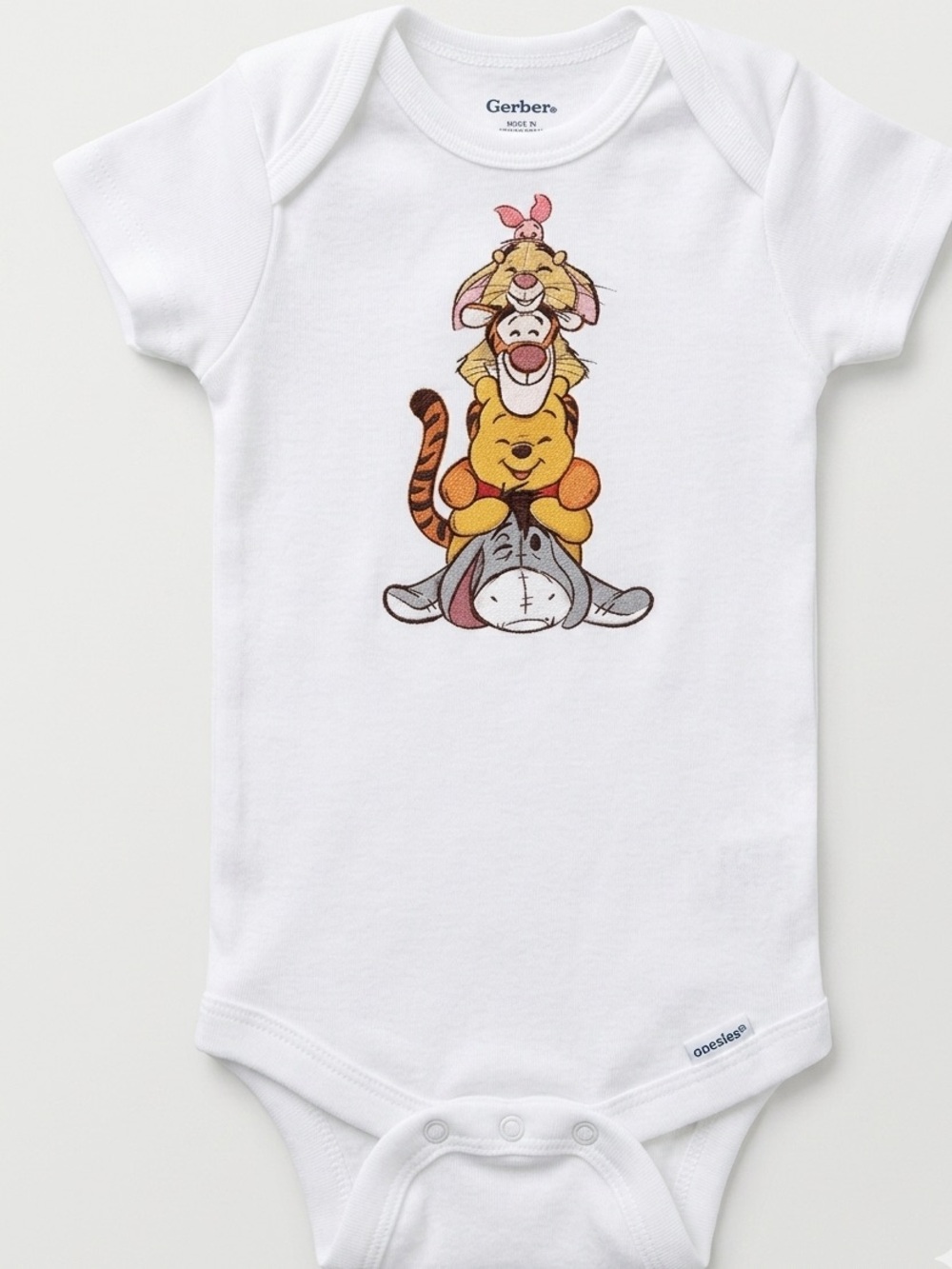 Gerber White Winnie the Pooh Stack Graphic Cotton One-Piece Bodysuit